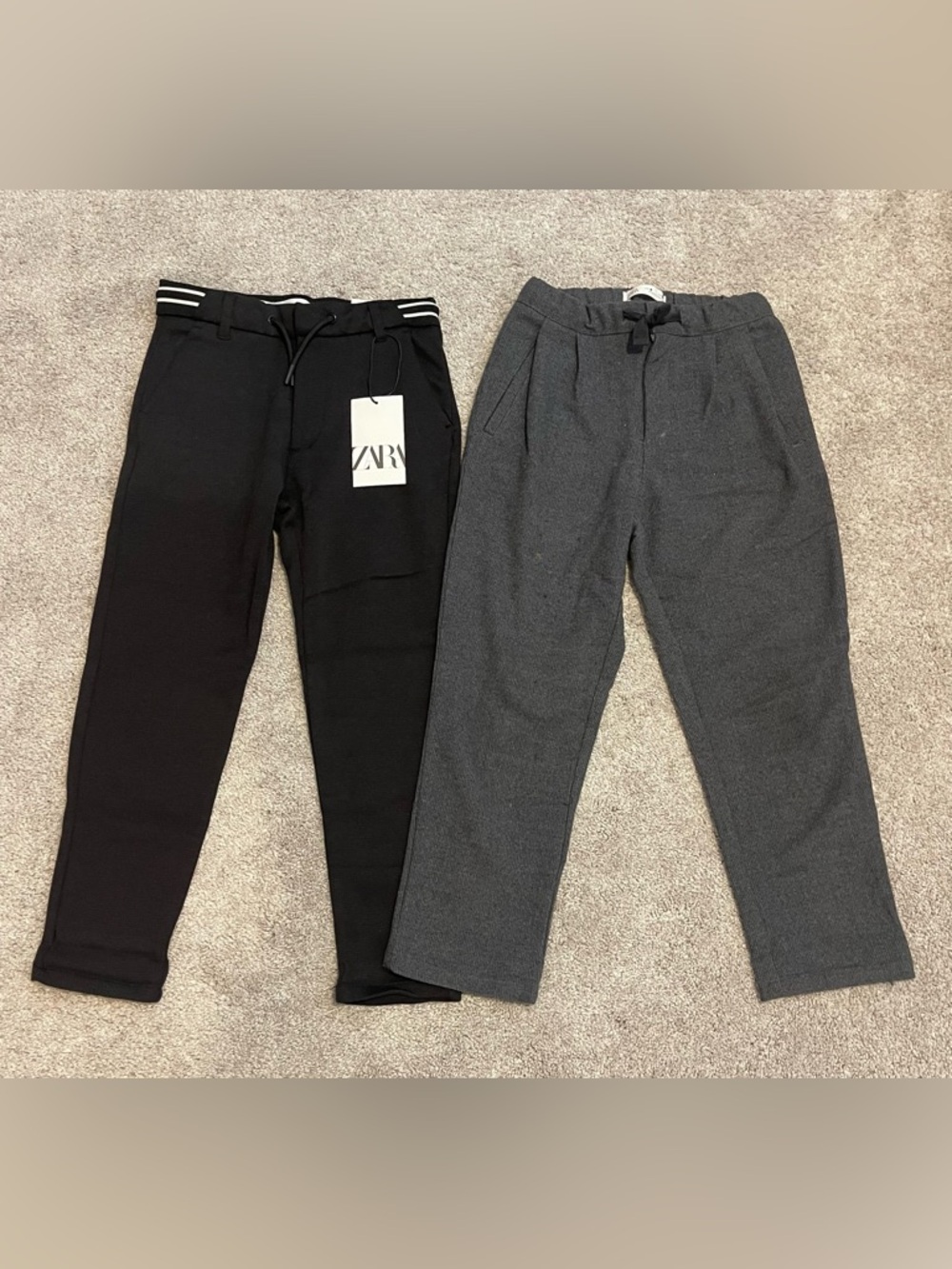 ZARA Kids Two-Pair Casual Bottoms in Black and Charcoal